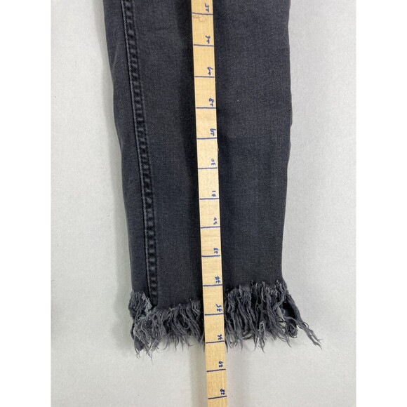 Free People Women’s 29 Black Denim Jeans 5 Pocket Perfectly Destroyed Distressed - Picture 6 of 10